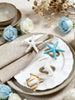 4-20pcs Handmade Woven Linen Rope White Resin Starfish Napkin Rings Napkin Holders For Outdoor Themed Holiday Table Decoration